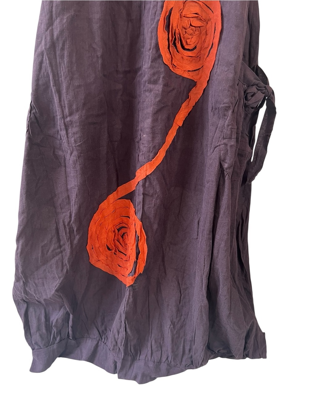 Strapless Chocolate Brown Maxi Dress with Rust Rose Appliqué - Picture 3 of 13